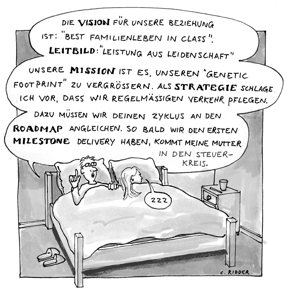Business Illustration, Cartoon, Christian Ridder, Handbuch Prozessberatung, Vision, Strategie, Leitlinien