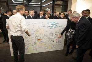 Geste positionieren sich rundum das Graphic Recording