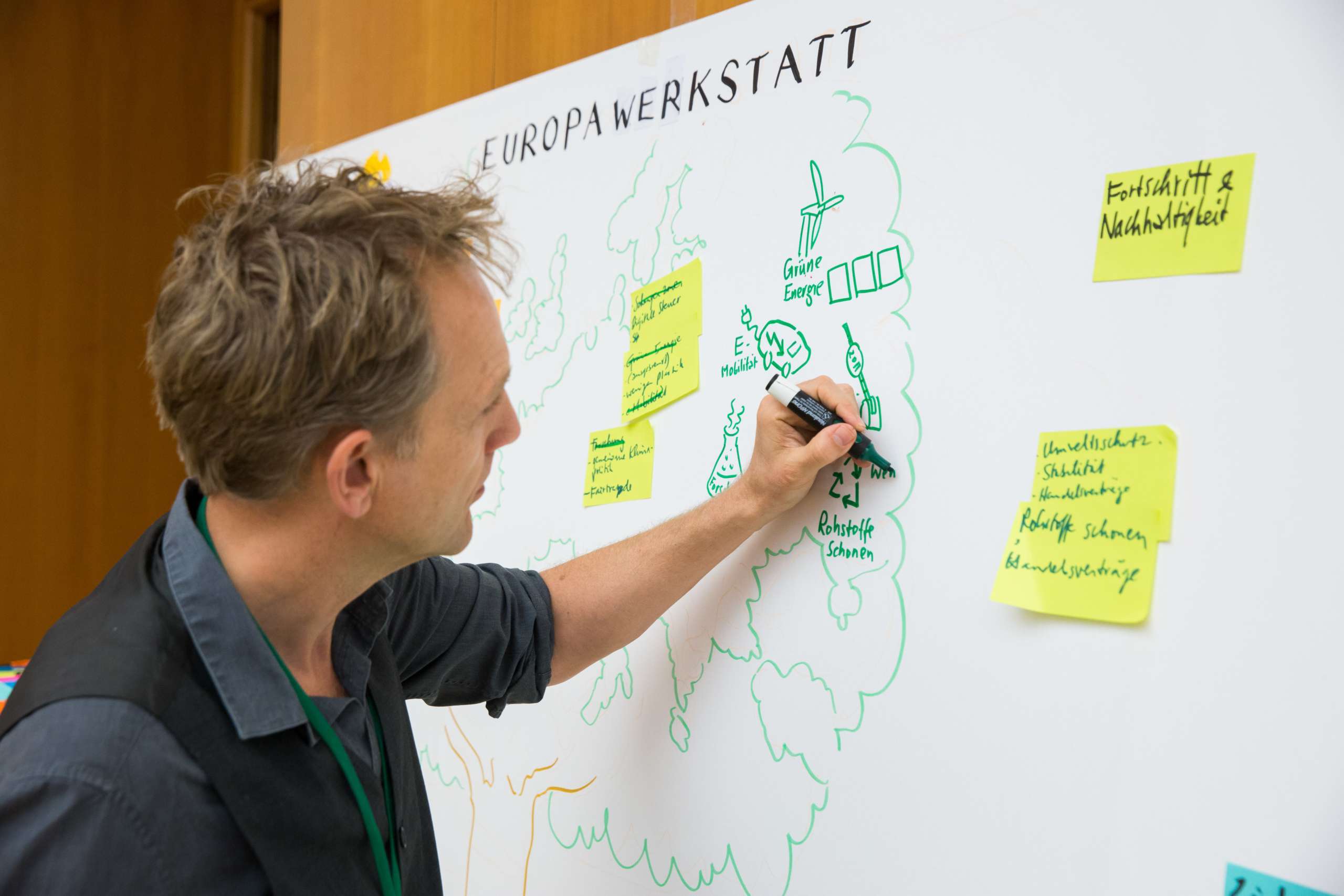 Linkshändige Graphic Recorder bei der Arbeit