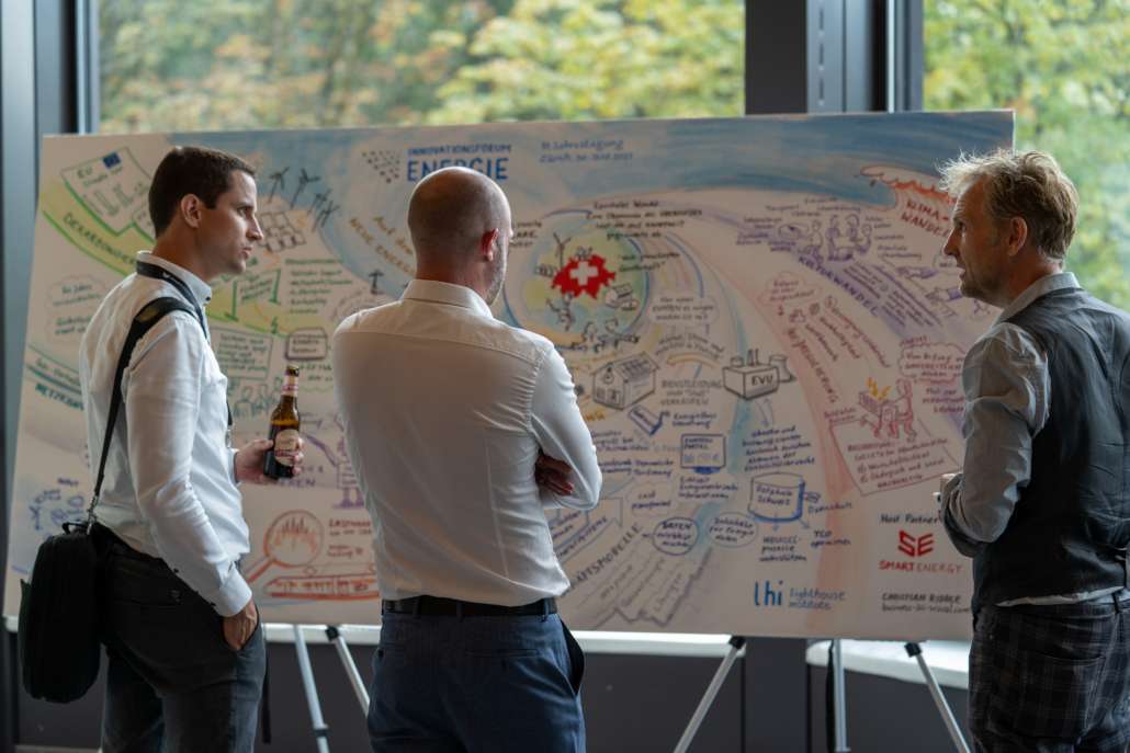 Interaktion in der Pause vor einem Graphic Recording